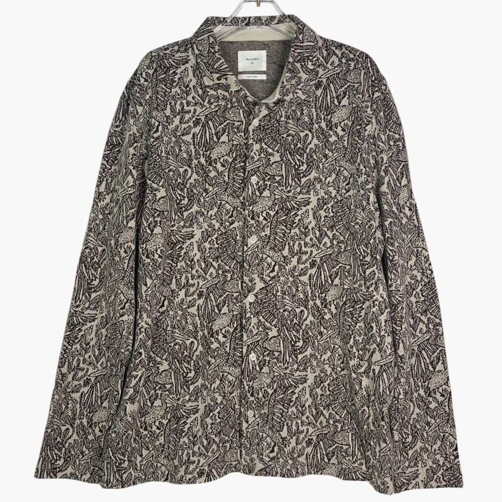 Billy Reid Men's XL Shirt The Pelican Jacquard Made in Japan Long Sleeve Buttons